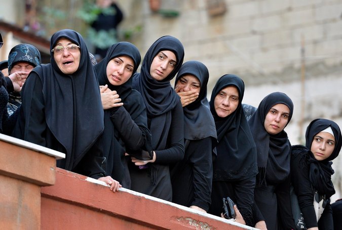 The relatives of one of the victims of the twin suicide attacks in Beirut mourned during a funeral procession in the city's Burj al-Barajneh neighborhood. Credit Wael Hamzeh/European Pressphoto Agency
